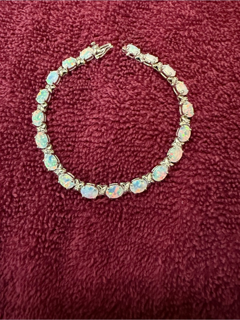 Sterling Silver Opal Tennis Bracelet - White Opal Sparkle